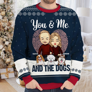 Toi et moi - Sweat-shirt de Noël unisexe personnalisé, sweat-shirt en laine, sweat-shirt imprimé intégral - Cadeau pour couple, mari et femme, anniversaire, fiançailles, mariage, cadeau de mariage, cadeau de Noël