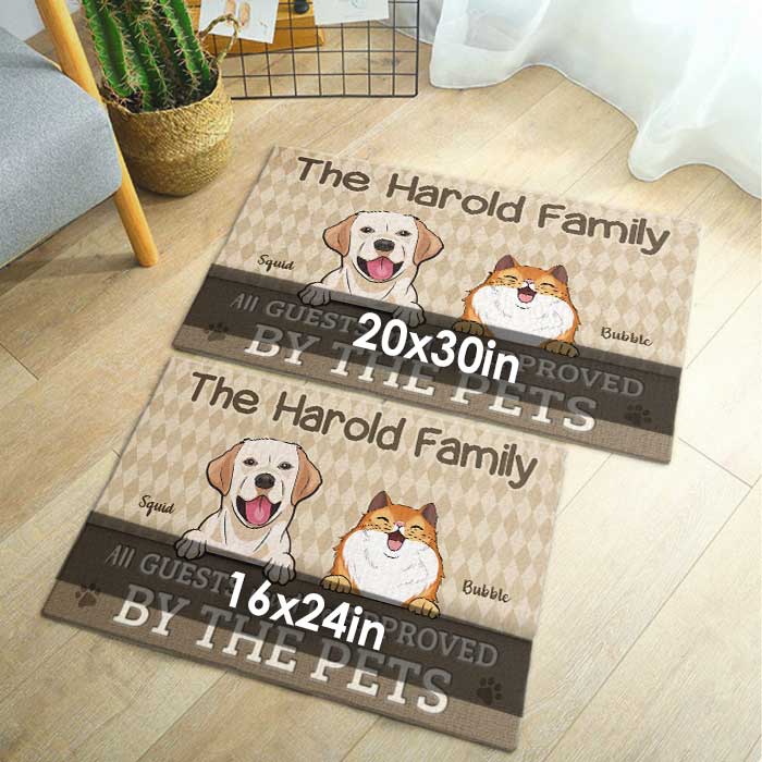Tous les invités doivent être approuvés par les animaux - Tapis décoratif personnalisé - Télécharger une image, Cadeau pour les amoureux des animaux, Propriétaires d'animaux, Cadeau pour animaux