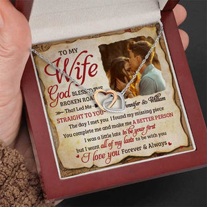 I Love You Forever & Always - Upload Image, Gift For Couples - Personalized Interlocking Hearts Necklace.