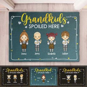 Petits-enfants gâtés ici - Tapis décoratif personnalisé - Cadeau pour couples, mari et femme