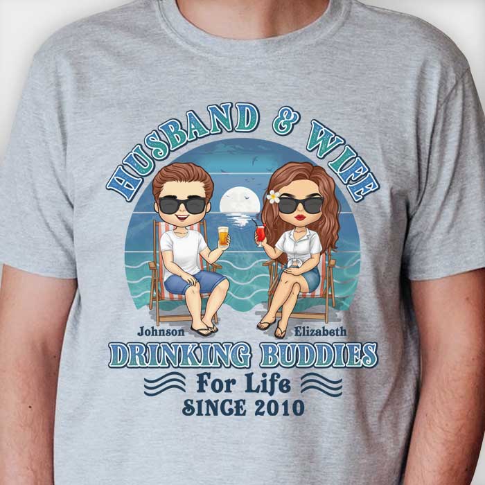 Mari et femme, amis de beuverie pour la vie - T-shirt unisexe personnalisé, sweat à capuche, sweat-shirt - Cadeau pour couple, mari et femme, anniversaire, fiançailles, mariage, cadeau de mariage