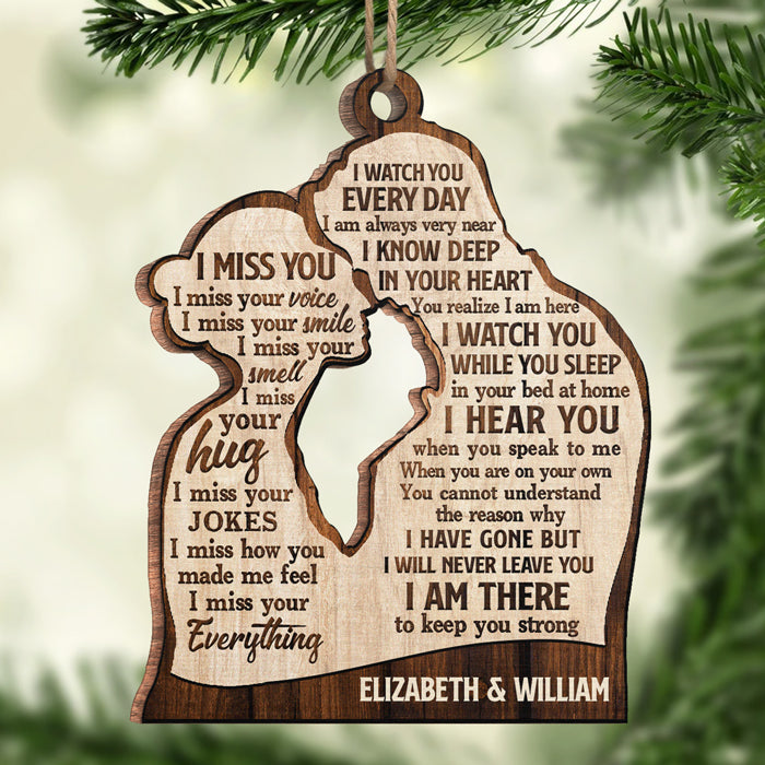 Ta voix me manque, ton sourire me manque - Décoration de Noël personnalisée en bois - Cadeau commémoratif, cadeau de condoléances, cadeau de Noël
