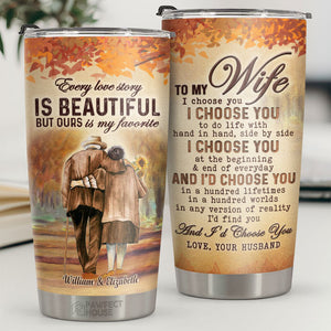 Je te choisis pour vivre la vie main dans la main côte à côte - Gobelet personnalisé - À ma femme, cadeau pour femme, anniversaire, fiançailles, mariage, cadeau de mariage