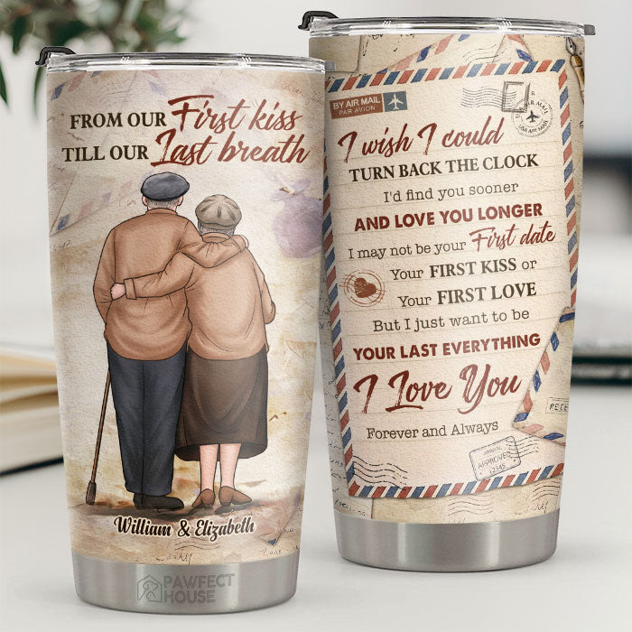Je t'aime pour toujours et je veux juste être ton dernier tout - Gobelet personnalisé - Cadeau pour couple, mari femme, anniversaire, fiançailles, mariage, cadeau de mariage