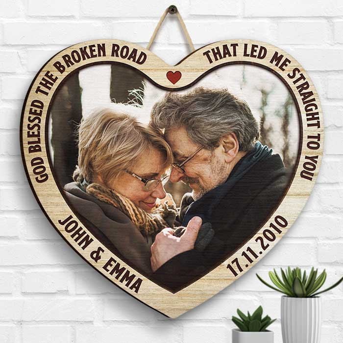 Dieu m'a conduit directement à toi - Télécharger une image, cadeau pour couple, mari et femme - Panneau en bois personnalisé