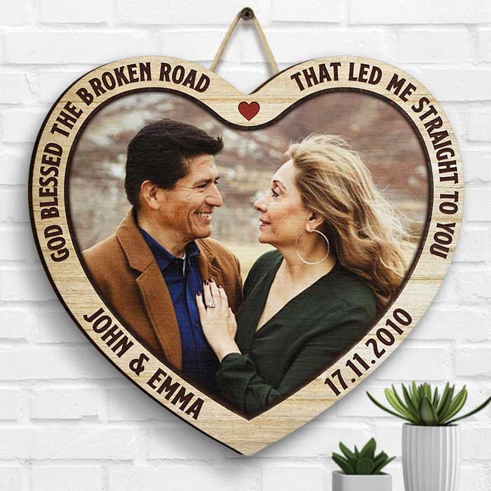 Dieu m'a conduit directement à toi - Télécharger une image, cadeau pour couple, mari et femme - Panneau en bois personnalisé