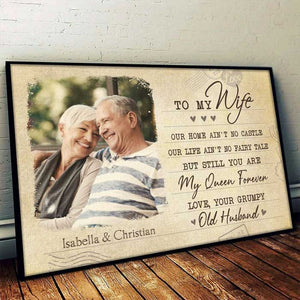 You're My Queen Forever - Upload Image, Gift For Couples - Personalized Horizontal Poster.