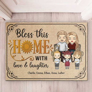 Bénissez cette maison avec amour et rires - Tapis décoratif personnalisé - Cadeaux d'anniversaire, cadeau pour couples, mari et femme