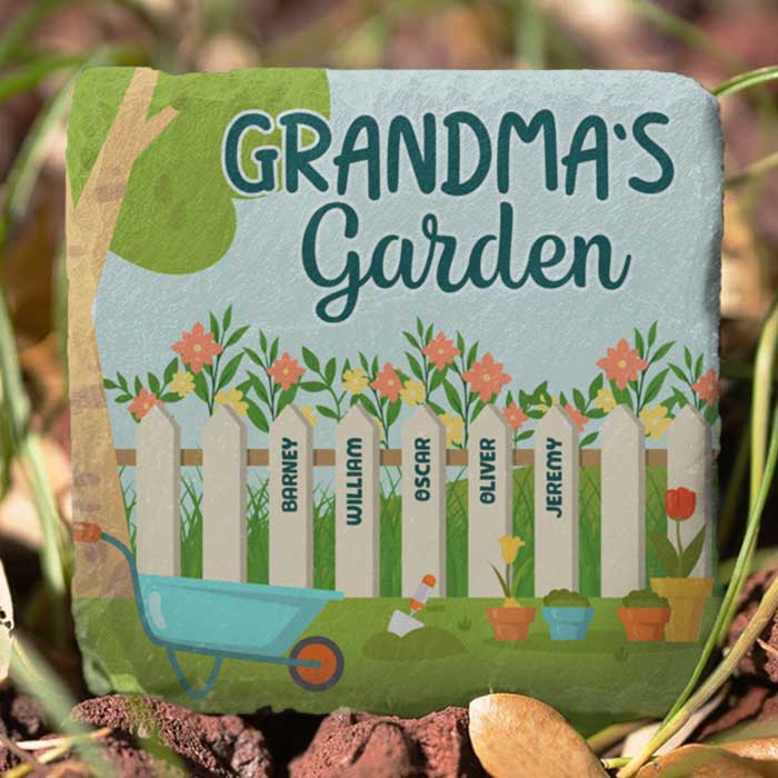 Jardin d'amour de grand-mère - Pierre de jardin personnalisée - Cadeau pour grand-mère et grands-parents