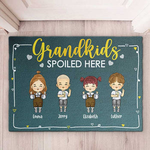 Petits-enfants gâtés ici - Tapis décoratif personnalisé - Cadeau pour couples, mari et femme