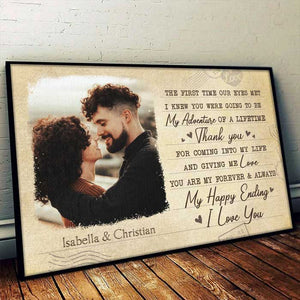 You Are My Happy Ending - Upload Image, Gift For Couples - Personalized Horizontal Poster.