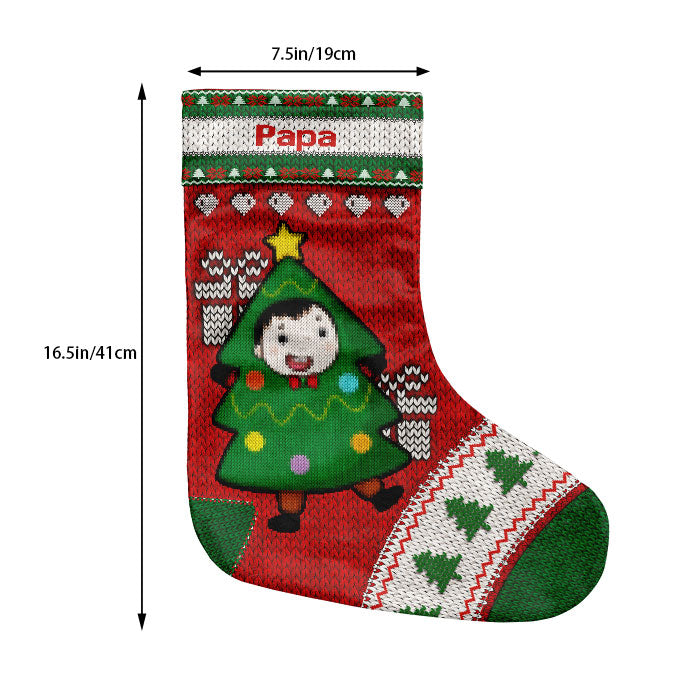 Hand Knitted Family Christmas - Personalized Christmas Stocking.