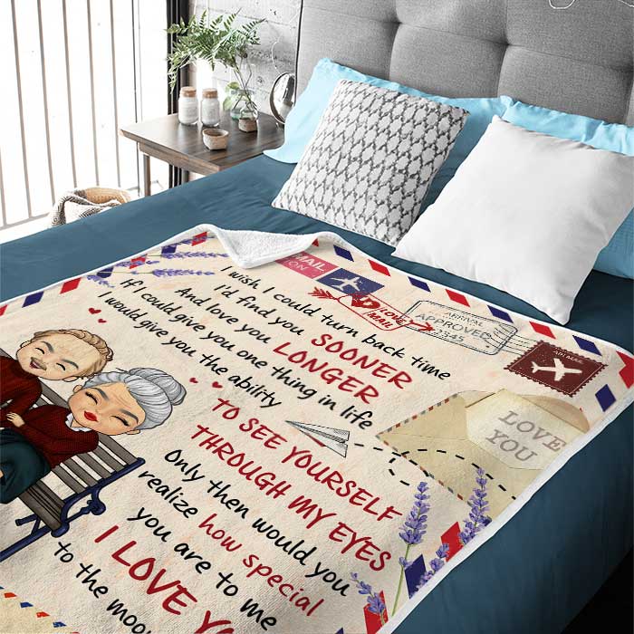 I Love You To The Moon And Back - Gift For Couples, Personalized Blanket.