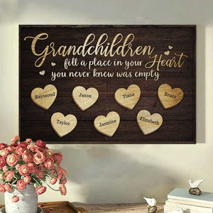 Les petits-enfants occupent une place dans votre cœur - Affiche horizontale personnalisée - Cadeau pour les grands-parents