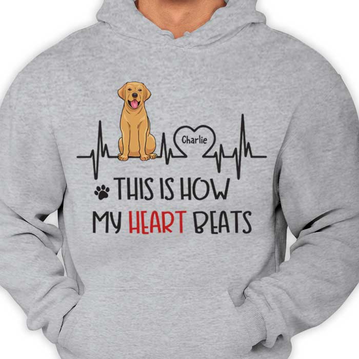 C'est ainsi que mon cœur bat ! Cadeau pour les amoureux des chiens, t-shirt unisexe personnalisé, sweat à capuche