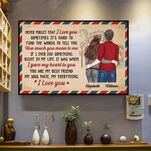 How Much You Mean To Me - I Gave My Heart To You - Gift For Couples, Personalized Horizontal Poster.