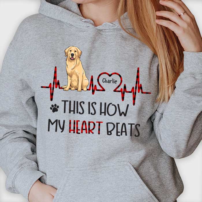 C'est ainsi que mon cœur bat ! Cadeau pour les amoureux des chiens, t-shirt unisexe personnalisé, sweat à capuche