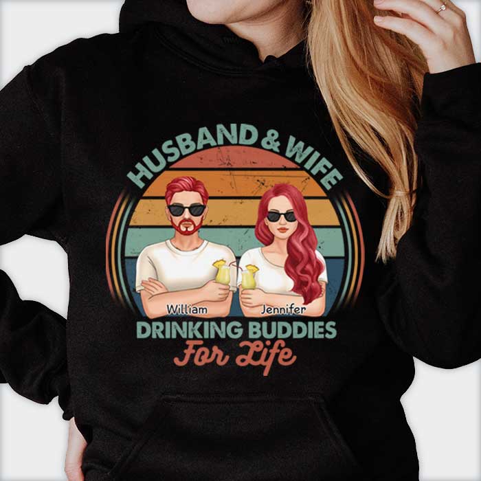 Nous sommes des amis de beuverie pour la vie - Cadeau pour couples, mari et femme - T-shirt personnalisé, sweat à capuche
