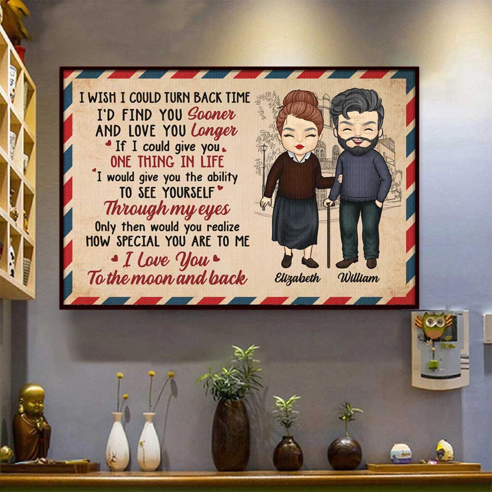 I Love You To The Moon And Back - Gift For Couples, Personalized Horizontal Poster.
