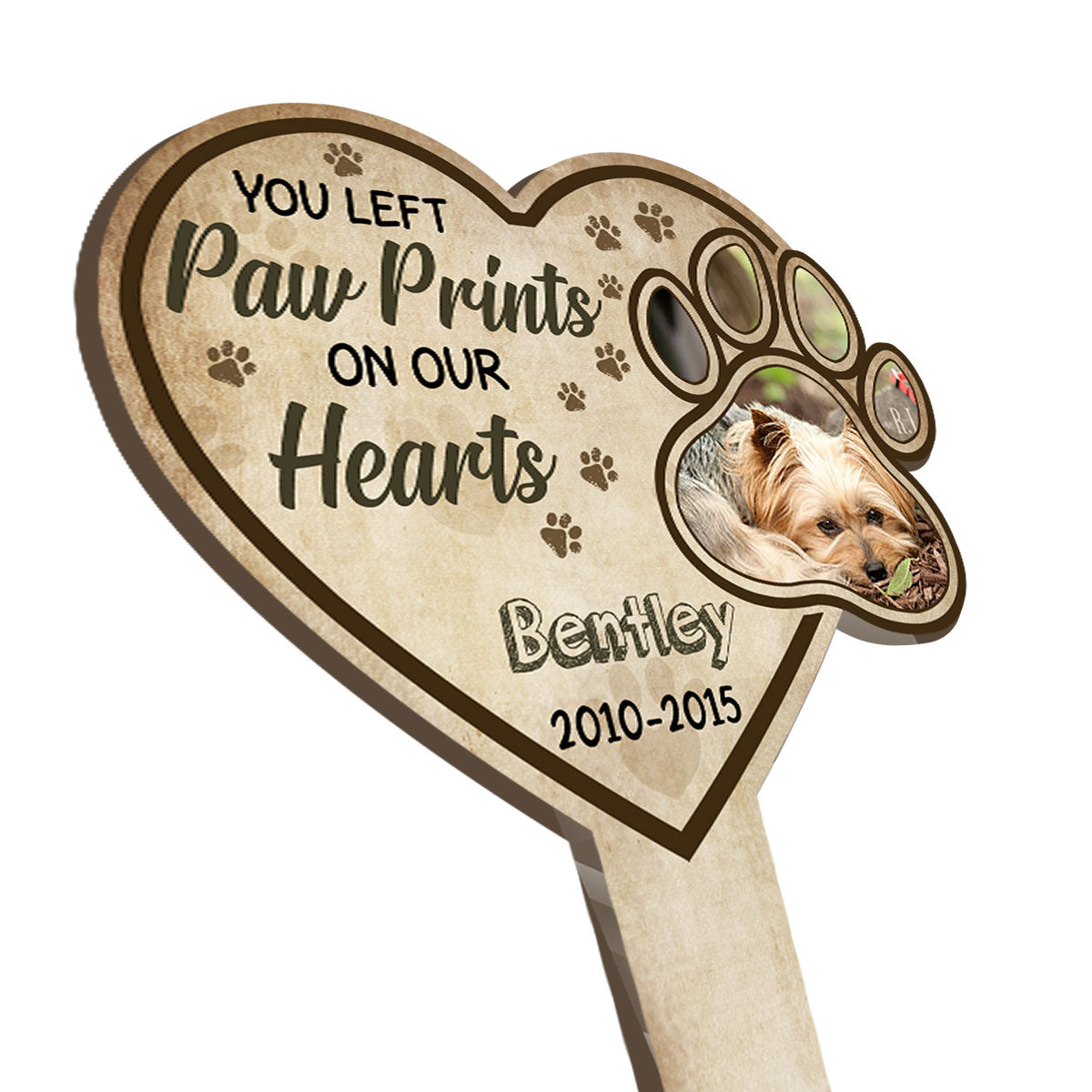 You Left Paw Prints On Our Hearts - Personalized Garden Stake.