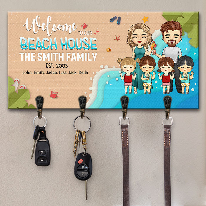 Bienvenue dans notre maison de plage - Porte-clés personnalisé, porte-clés - Cadeau pour couples, mari et femme
