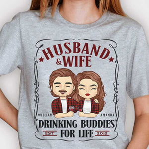 Mari et femme, amis de beuverie pour la vie - Cadeau pour couples, mari et femme - T-shirt unisexe personnalisé, sweat à capuche