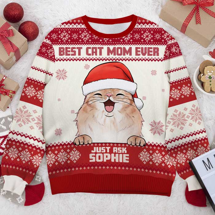Best Cat Dad Ever - Personalized All-Over-Print Sweatshirt.