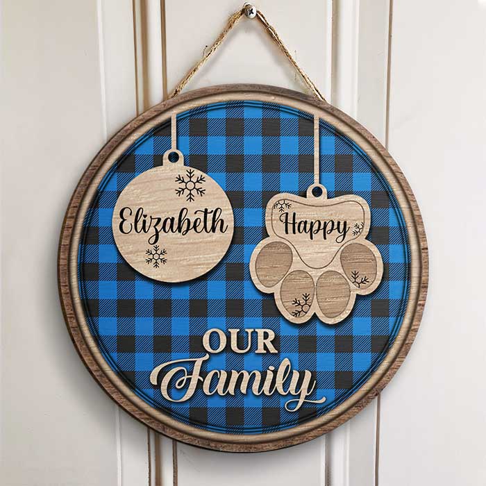 Happy Christmas With Our Family - Personalized Door Sign.