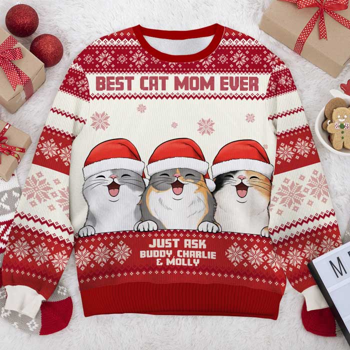 Best Cat Dad Ever - Personalized All-Over-Print Sweatshirt.