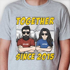 Toi et moi ensemble depuis 2015 - Cadeau pour couple, mari et femme - T-shirt unisexe personnalisé