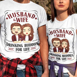 Mari et femme, amis de beuverie pour la vie - Cadeau pour couples, mari et femme - T-shirt unisexe personnalisé, sweat à capuche