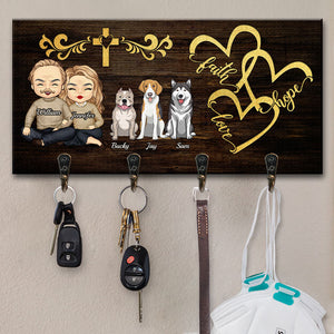 Foi, espoir et amour en famille - Porte-clés personnalisé, porte-clés - Cadeau pour les amoureux des animaux