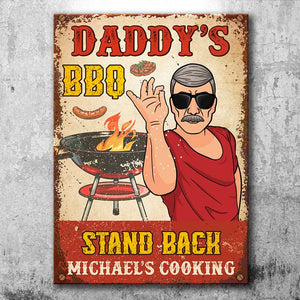Papa BBQ Stand Back - Cadeau pour papa, grand-père - Plaque en métal personnalisée