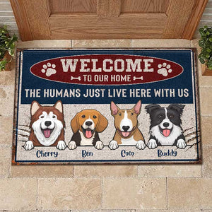 Welcome To Our Home Metal Sign Style - Funny Personalized Dog Decorative Mat.