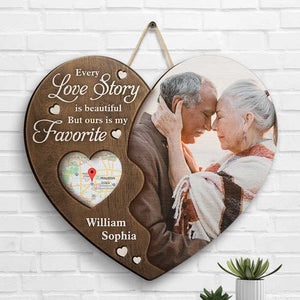 Notre histoire d'amour est ma préférée - Panneau en bois personnalisé - Cadeau pour couple, mari et femme