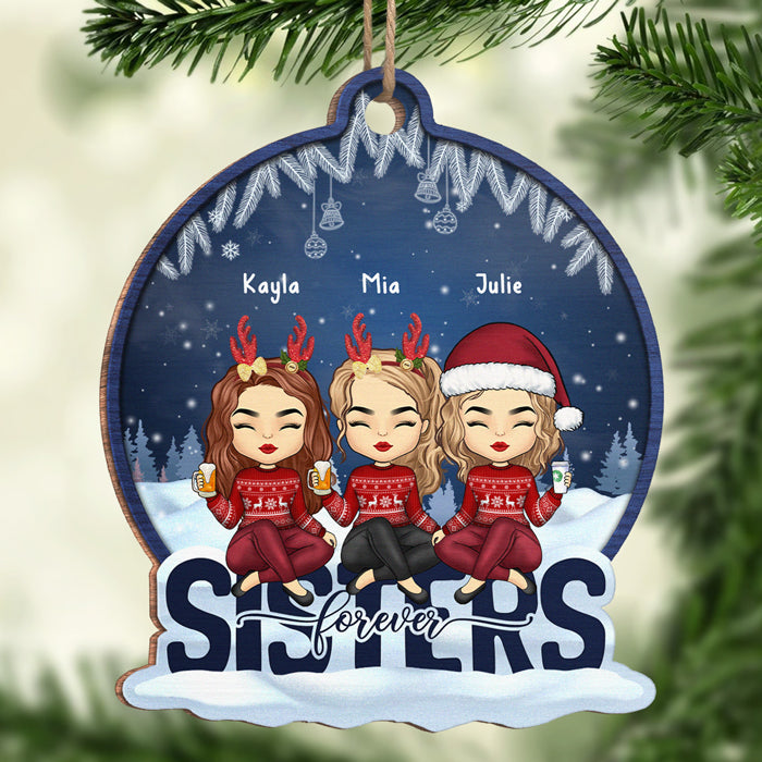 Nous sommes les meilleurs amis pour toujours - Ornement personnalisé Bestie - En forme de boule à neige en bois - Cadeau de Noël pour les meilleures amies, BFF, sœurs