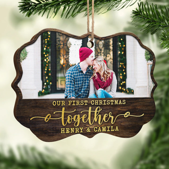 Notre premier Noël - Décoration de Noël personnalisée en bois avec photo en forme de Benelux - Télécharger une image, cadeau pour couple, mari et femme, anniversaire, fiançailles, mariage, cadeau de mariage, cadeau de Noël