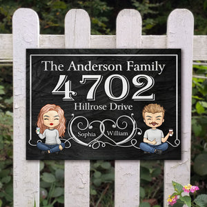 Plaque d'adresse en métal pour couple - Cadeau pour couple, mari et femme - Plaque en métal personnalisée