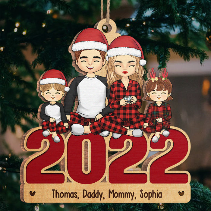 Noël en famille 2022 : créez des souvenirs ensemble ! Décoration personnalisée pour la famille ! Forme unique en bois ! Cadeau de Noël pour les membres de la famille