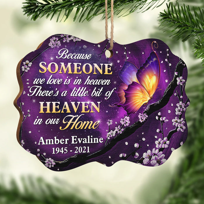 Il y a un peu de paradis dans notre maison - Ornement commémoratif personnalisé - Bois en forme de Benelux - Cadeau de condoléances, cadeau de Noël pour la famille