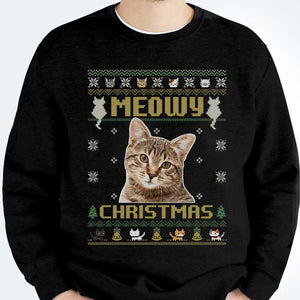 Meowy Christmas - T-shirt unisexe personnalisé, sweat à capuche, sweat-shirt - Télécharger une image, cadeau pour les amoureux des animaux, cadeau de Noël