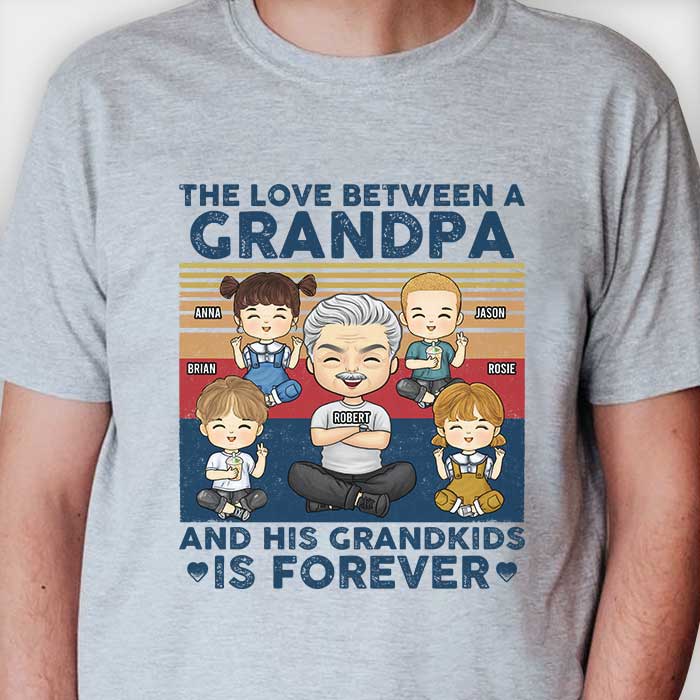 The Love Between A Grandpa & His Grandkids - Personalized Unisex T-shirt, Hoodie, Sweatshirt - Gift For Grandpa, Grandparents