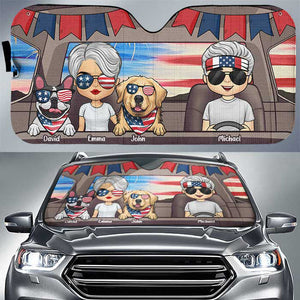 Pare-soleil personnalisé pour voiture, cadeau pour couple et chien, 4 juillet