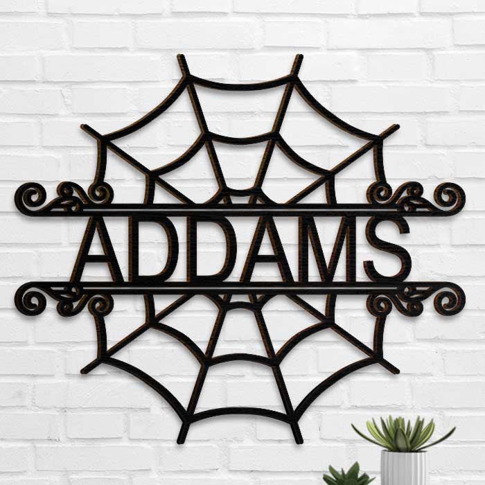 Halloween Spider Welcome - Personalized Shaped Wood Sign - Gift For Family, Halloween Gift