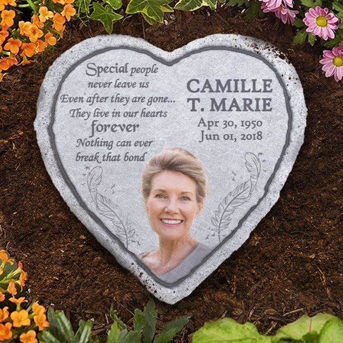Les personnes spéciales vivent à jamais dans nos cœurs - Pierre commémorative personnalisée, pierre tombale humaine - Télécharger une image, cadeau commémoratif, cadeau de condoléances