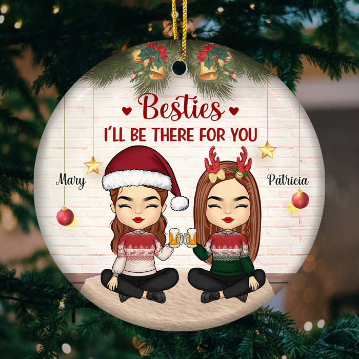 Always Sisters - Décoration personnalisée pour meilleure amie - Forme ronde en céramique - Cadeau de Noël pour meilleures amies, meilleures amies, sœurs