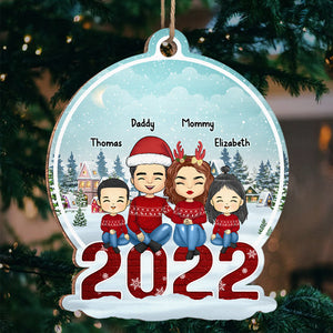 Noël, c'est la famille ! Décoration personnalisée pour la famille ! Boule à neige en bois ! Cadeau de Noël pour les membres de la famille