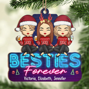 Meilleure amie pour toujours et à jamais - Ornement personnalisé pour meilleure amie - Forme unique en bois - Cadeau de Noël pour meilleures amies, meilleures amies, sœurs