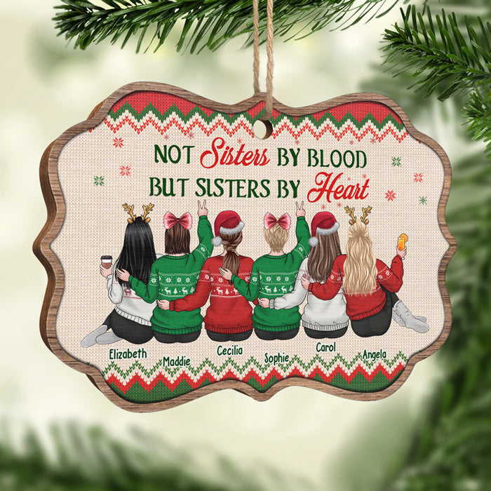 Pas sœurs de sang, mais sœurs de cœur - Décoration de Noël en bois personnalisée en forme de Benelux - Cadeau pour meilleure amie, meilleure amie, sœur, cadeau d'anniversaire pour meilleure amie et amie, cadeau de Noël