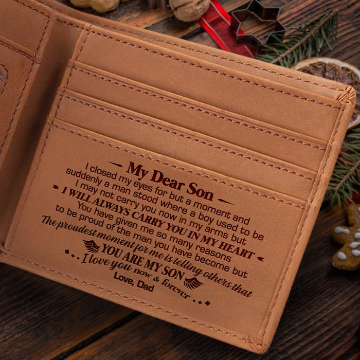 Mon cher fils, j'ai fermé les yeux un instant - Portefeuille à deux volets - À mon fils, cadeau pour fils, cadeau de papa et maman pour fils, cadeau d'anniversaire pour fils, cadeau de Noël